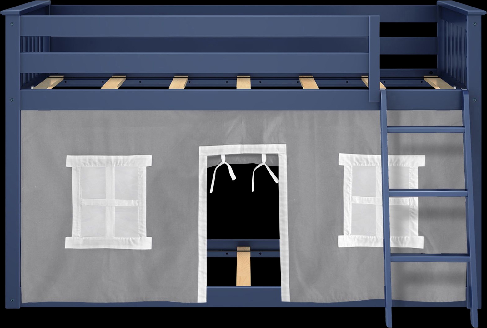 Kids Thorsten Blue Twin/Twin Low Bunk Bed with Gray Tent - Thumbnail - Image 4