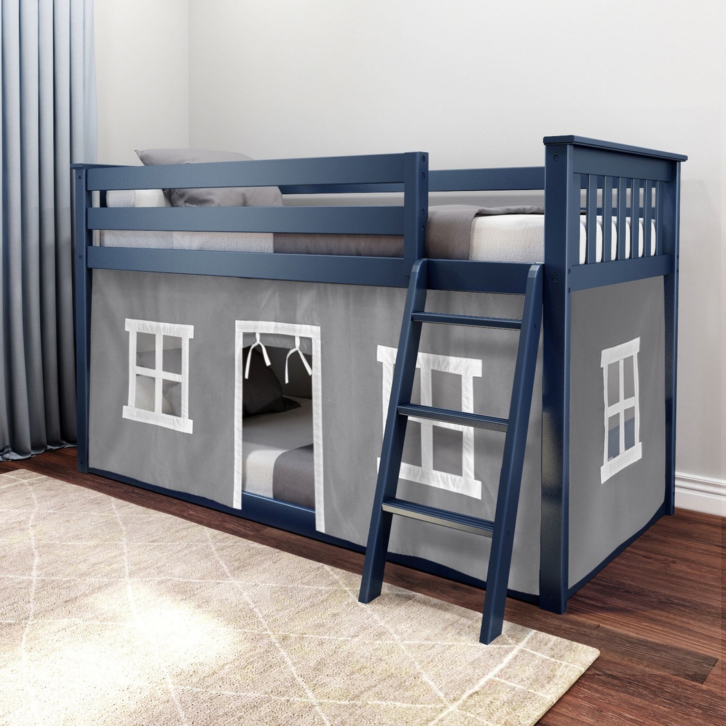Kids Thorsten Blue Twin/Twin Low Bunk Bed with Gray Tent - Thumbnail - Image 1