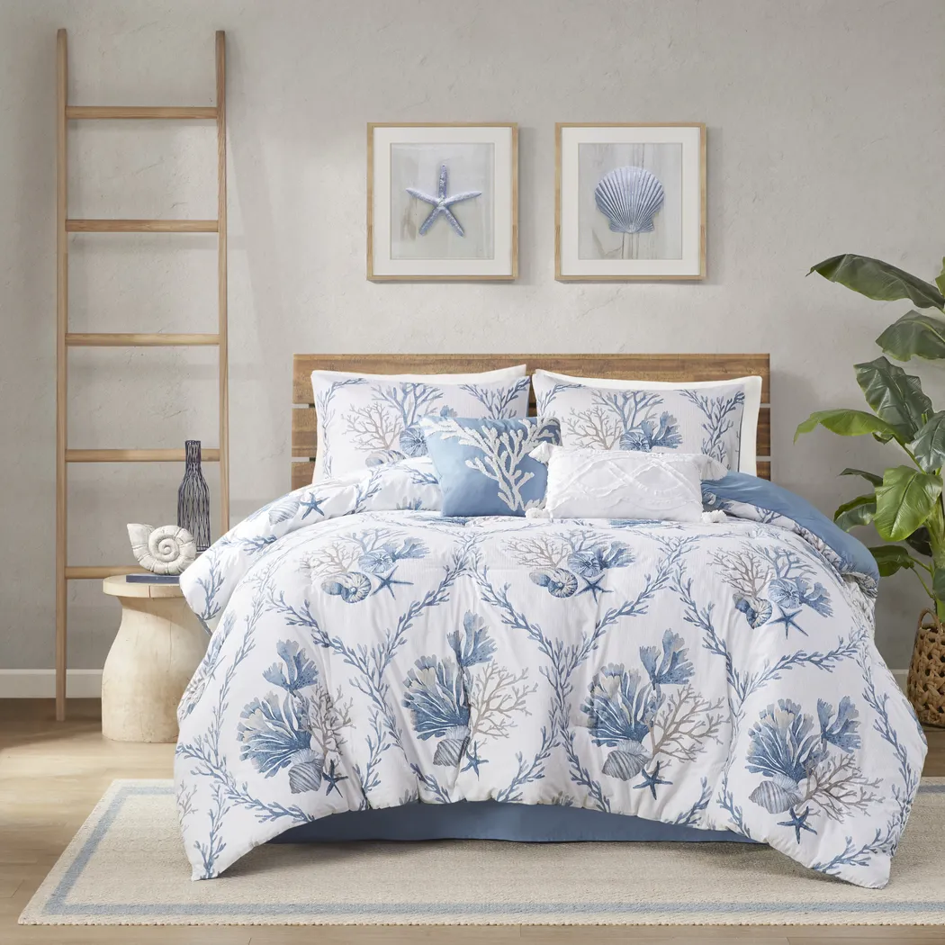 Threeawn Blue 6 Pc Full Comforter Set - Thumbnail - Image 2
