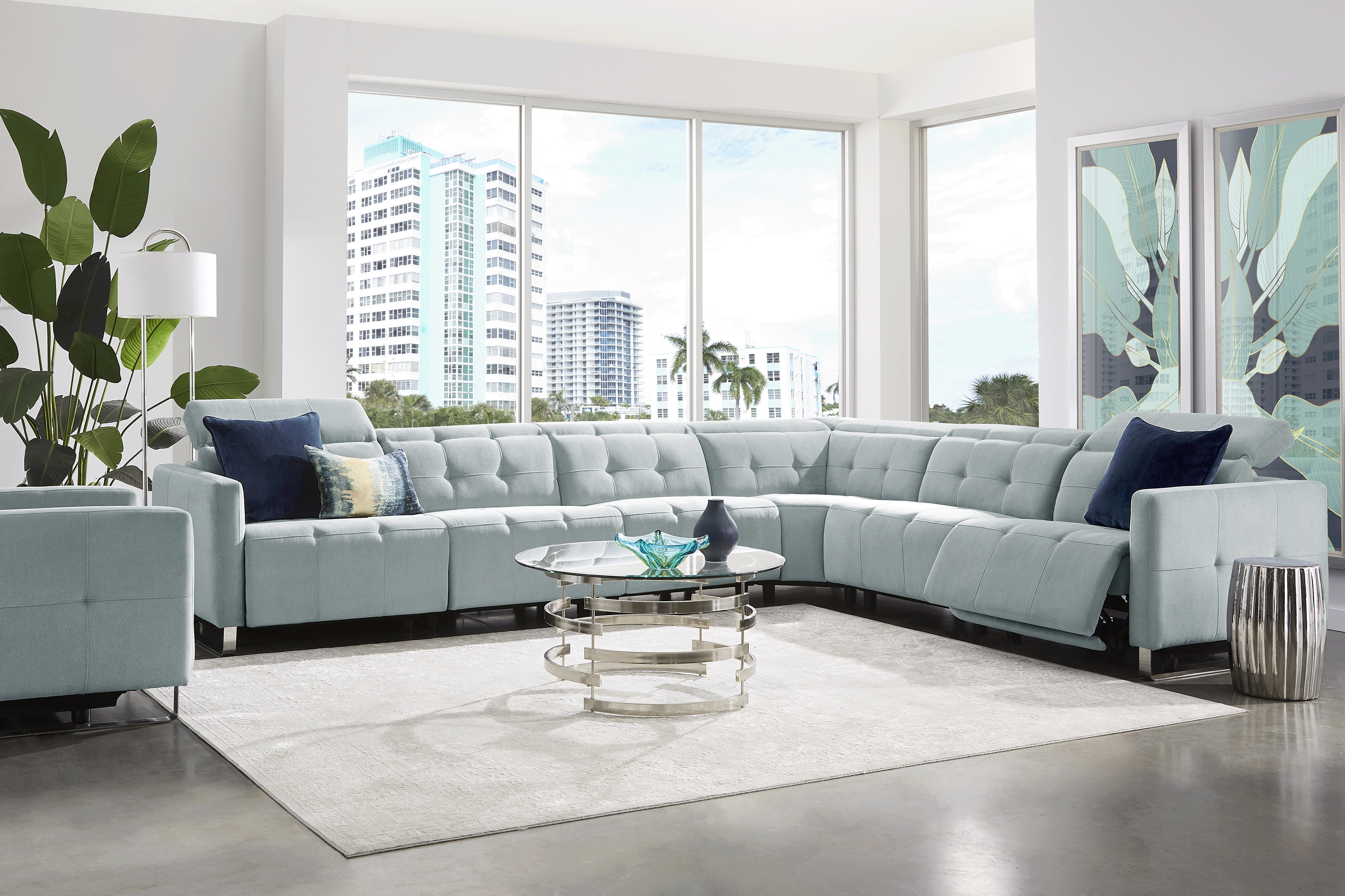 Tifton Park Aqua 6 Pc Dual Power Reclining Sectional - Thumbnail - Image 1