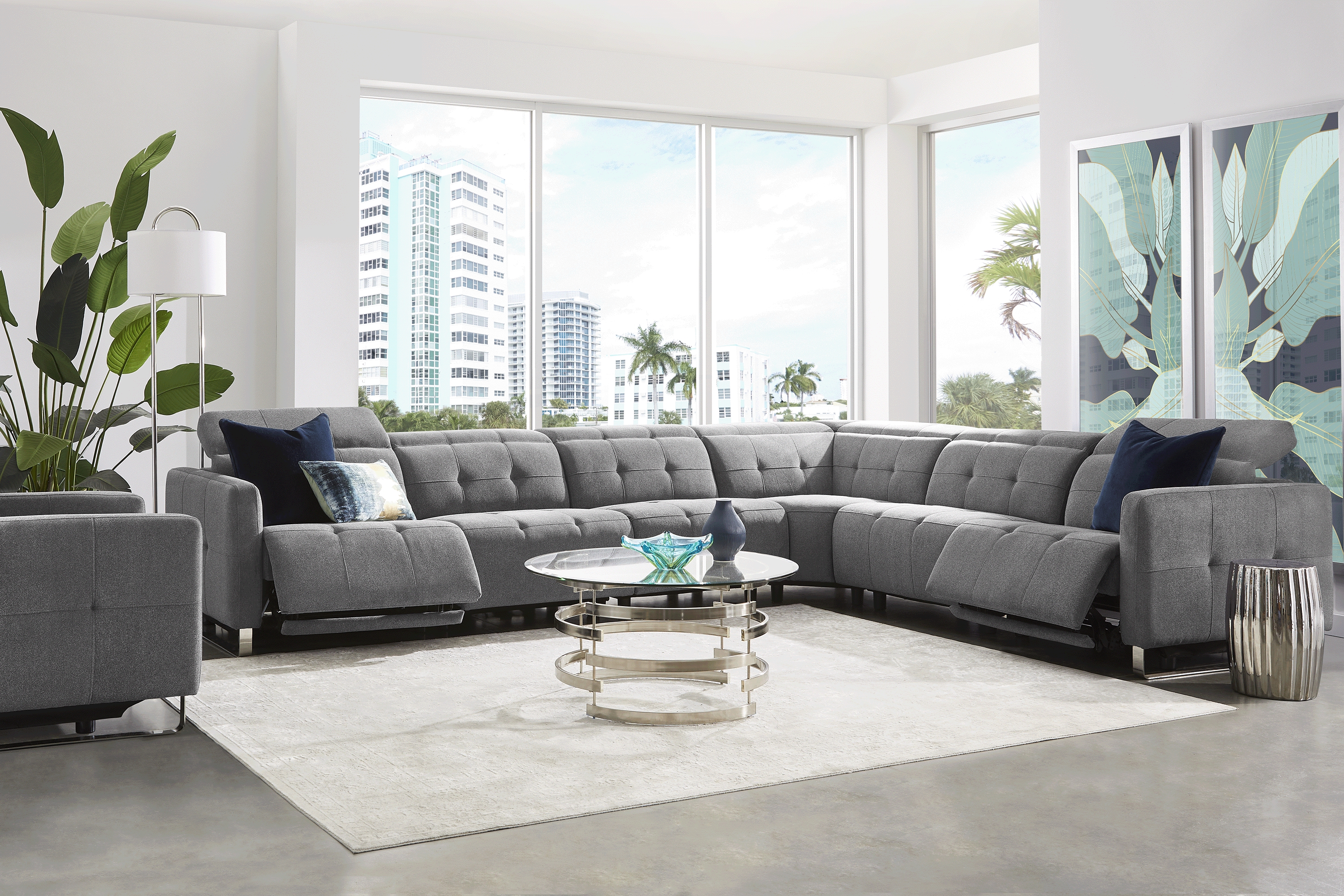 Tifton Park Gray 6 Pc Dual Power Reclining Sectional - Thumbnail - Image 1