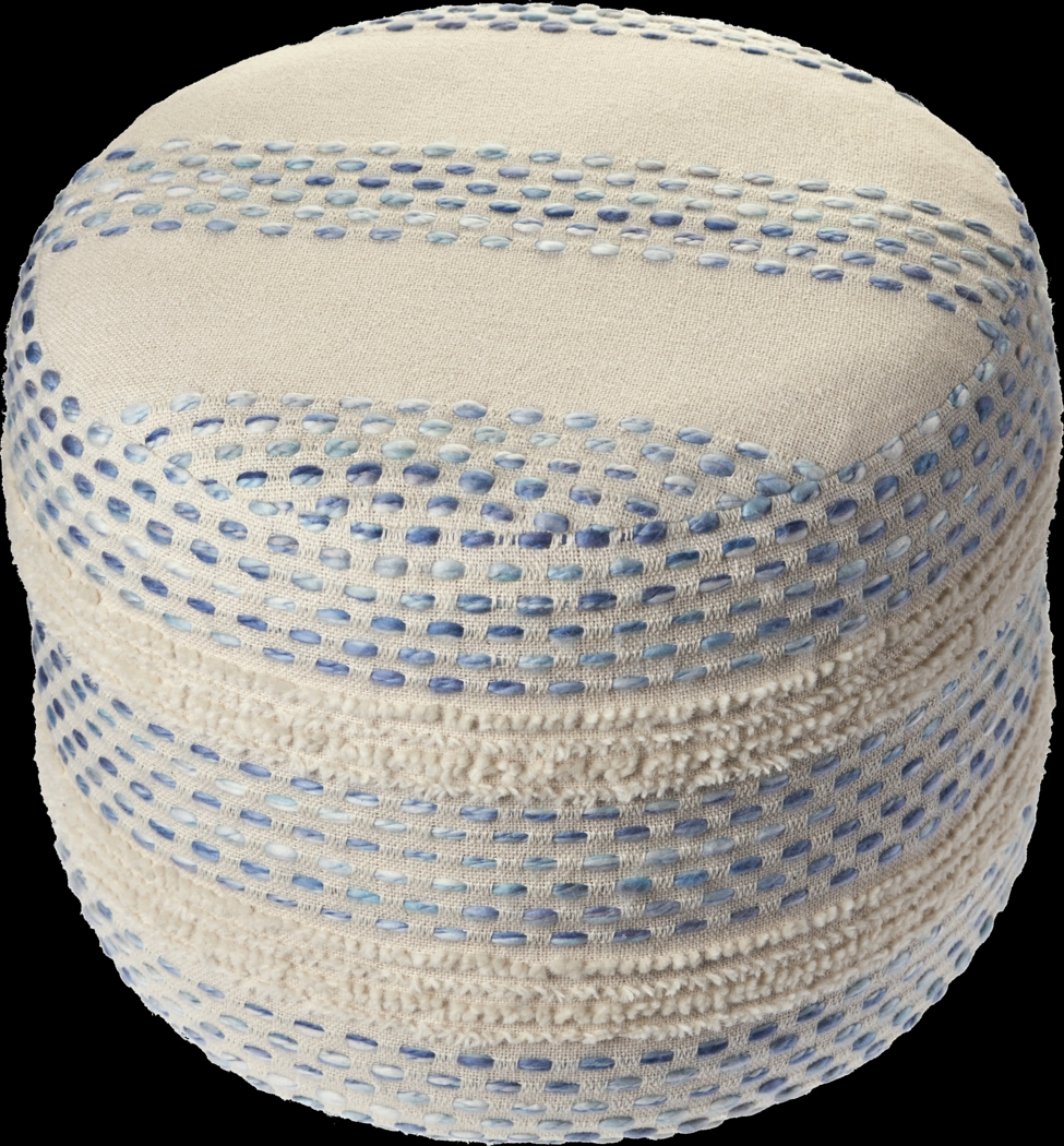 Tilana Blue/Cream Pouf - Thumbnail - Image 4