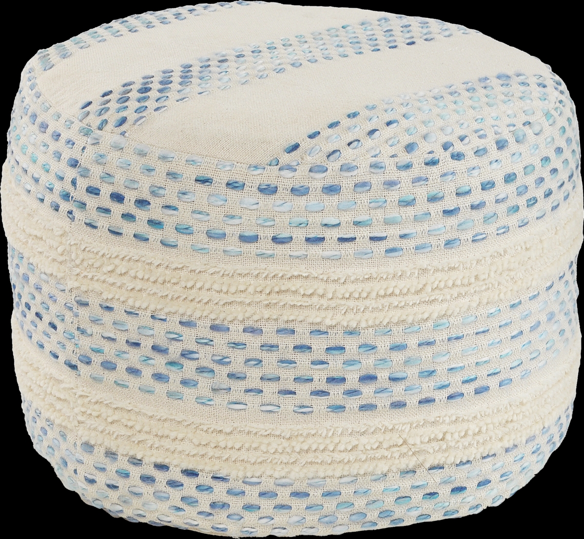 Tilana Blue/Cream Pouf - Thumbnail - Image 1