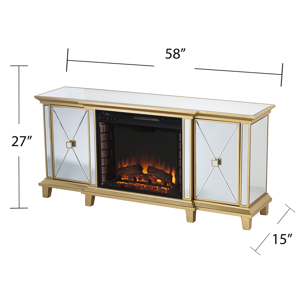 Tingdale II Gold 58 in. Console, With Electric Fireplace - Thumbnail - Image 3
