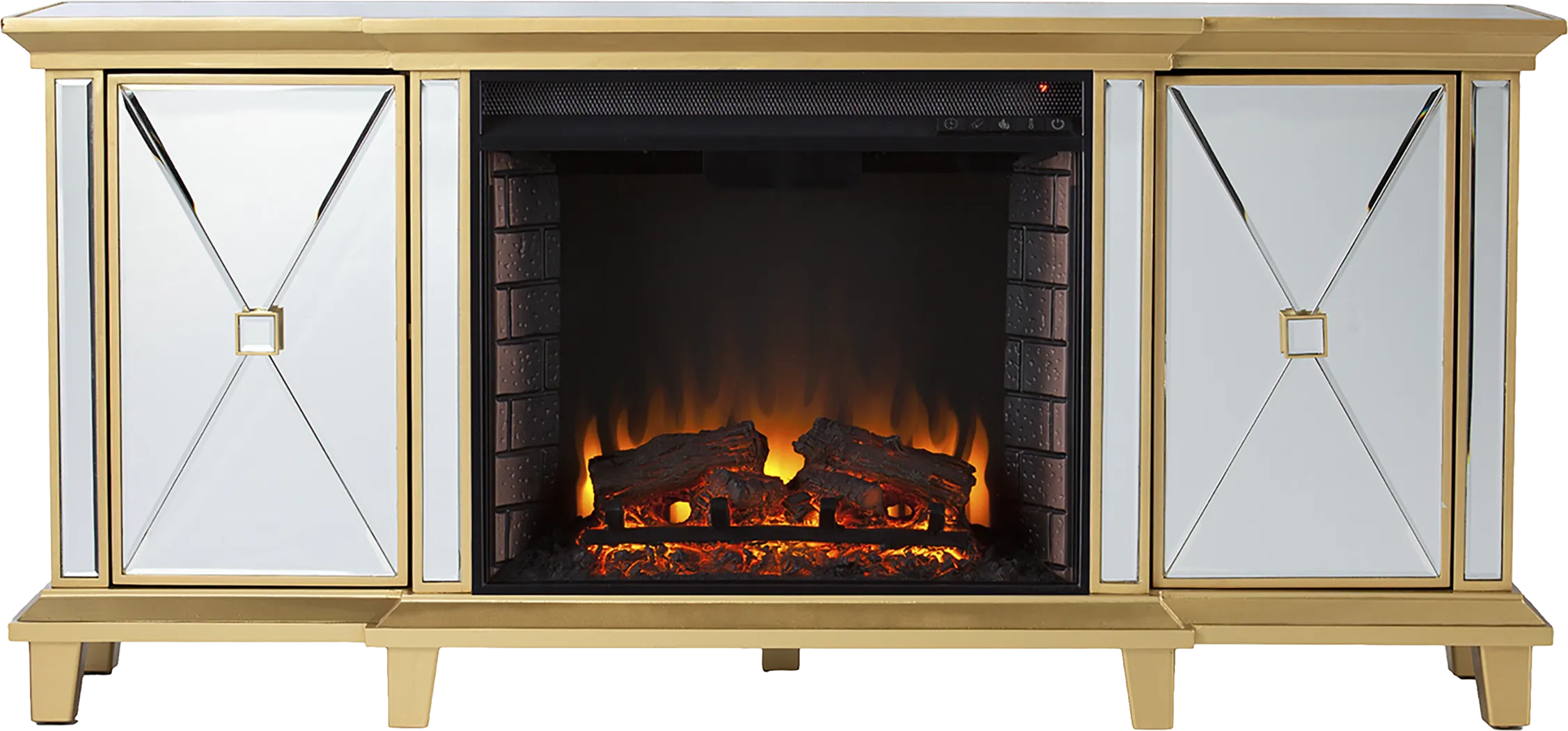 Tingdale II Gold 58 in. Console, With Electric Fireplace - Image 5