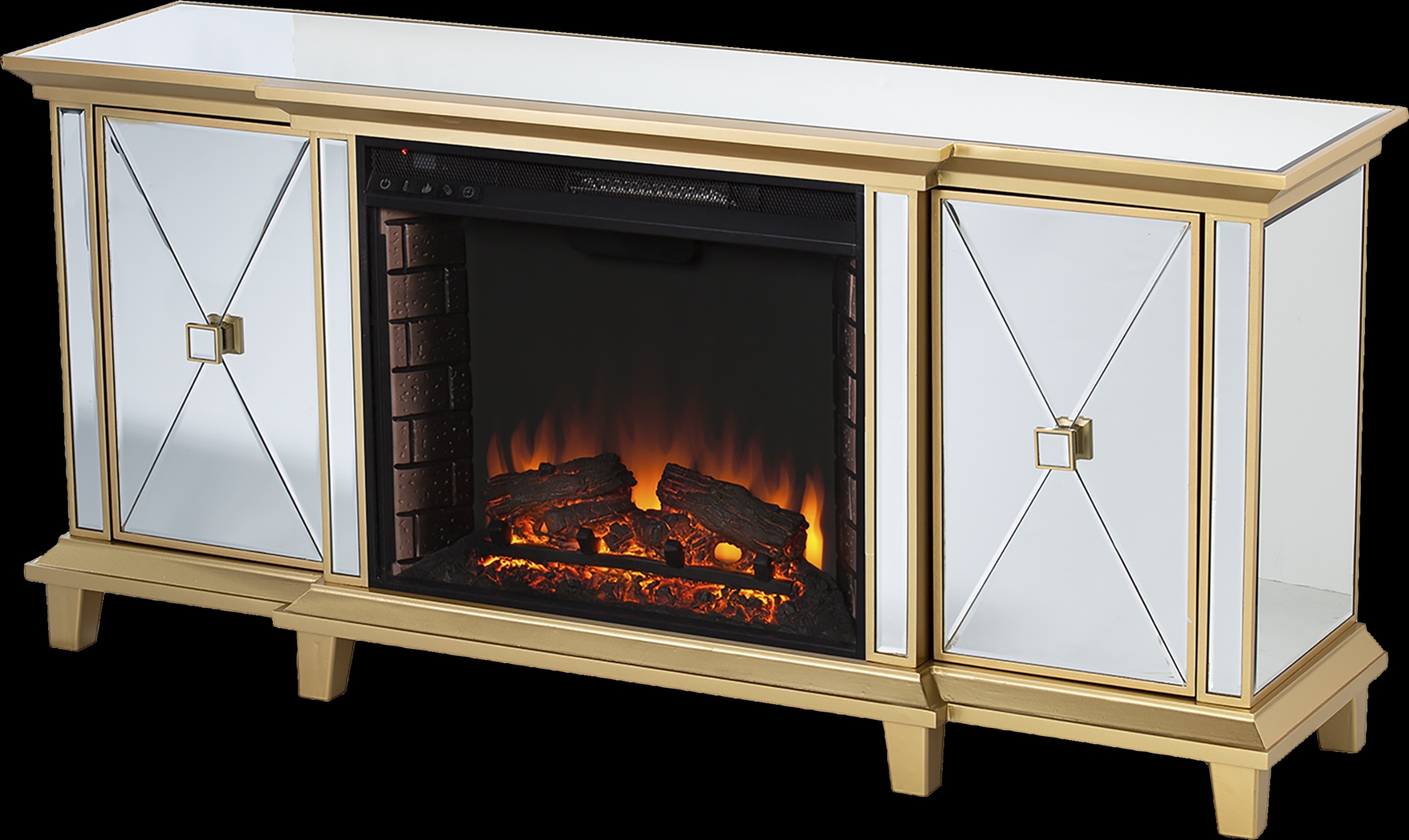 Tingdale II Gold 58 in. Console, With Electric Fireplace - Thumbnail - Image 1