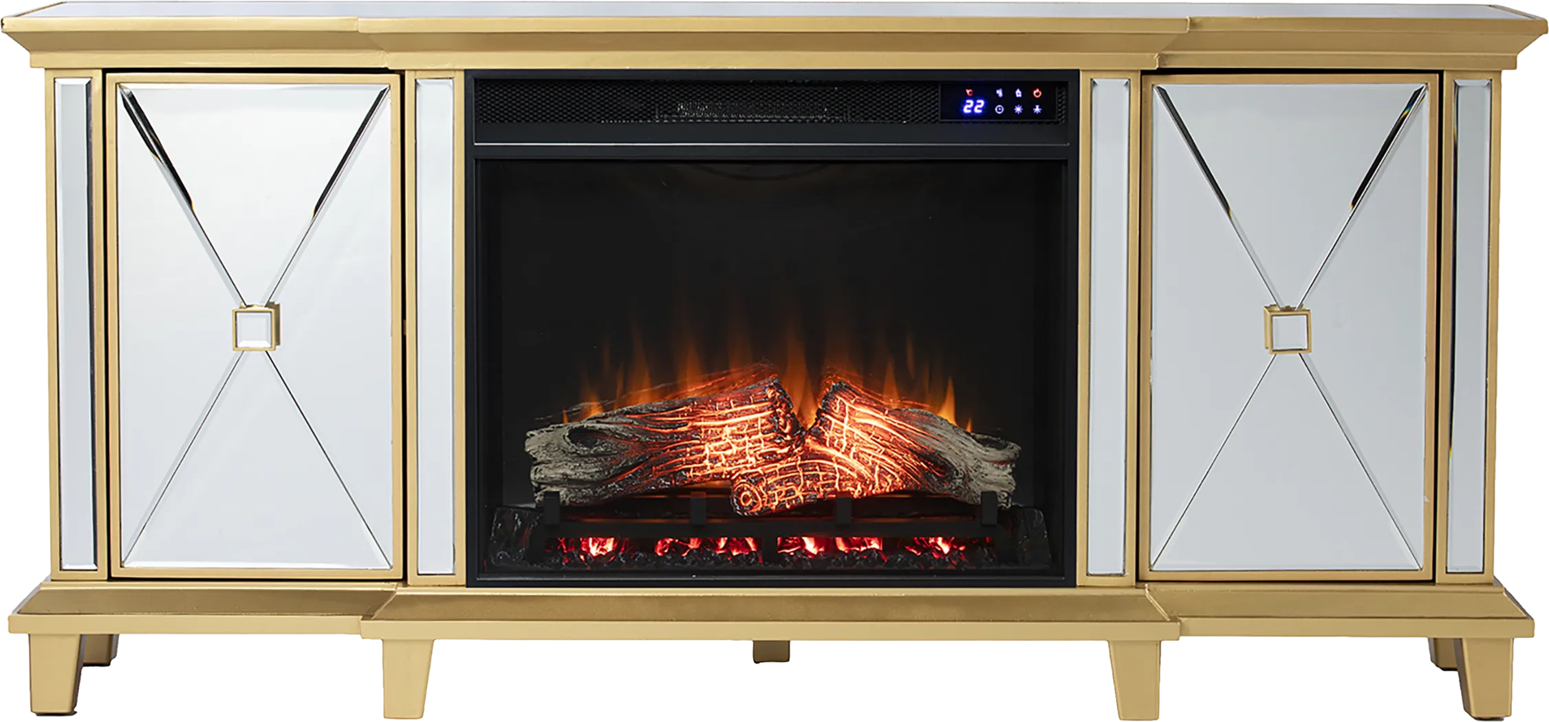Tingdale IV Gold 58 in. Console, With Electric Fireplace - Image 5