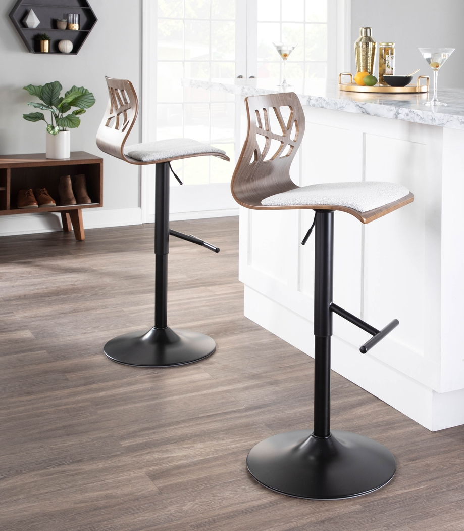 Tirrill II Light Gray Adjustable Swivel Barstool, Set of 3 - Thumbnail - Image 3