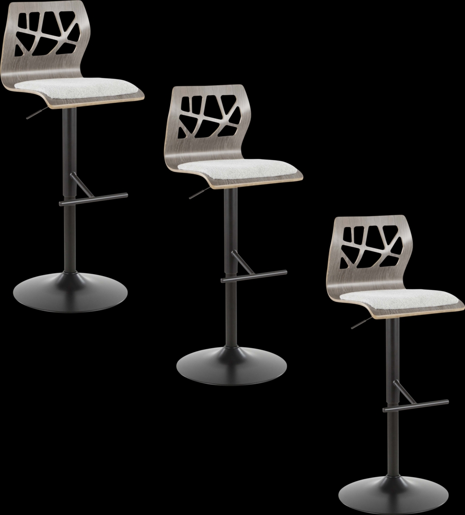 Tirrill II Light Gray Adjustable Swivel Barstool, Set of 3 - Thumbnail - Image 1