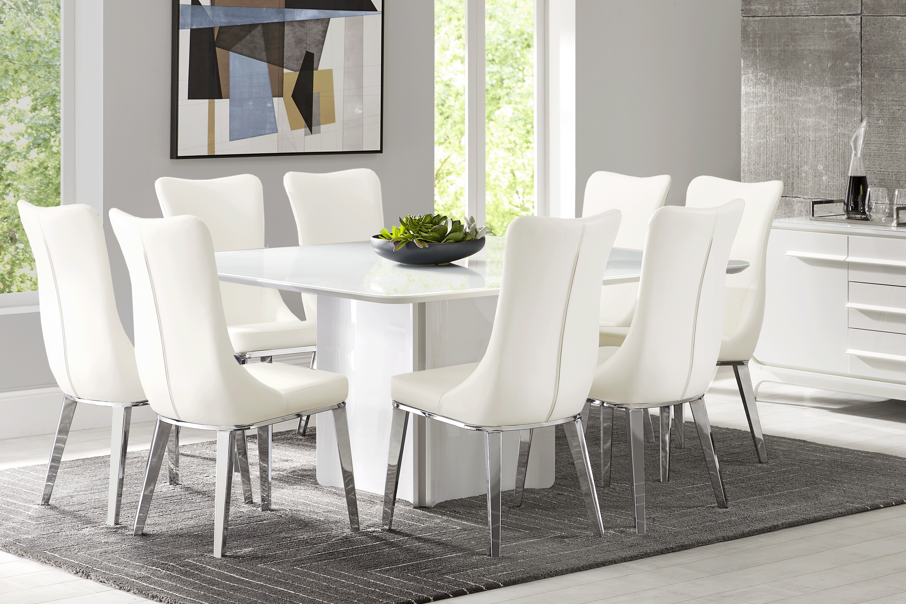 Tobian White 5 Pc Dining Room With Burrette Side Chairs - Thumbnail - Image 1