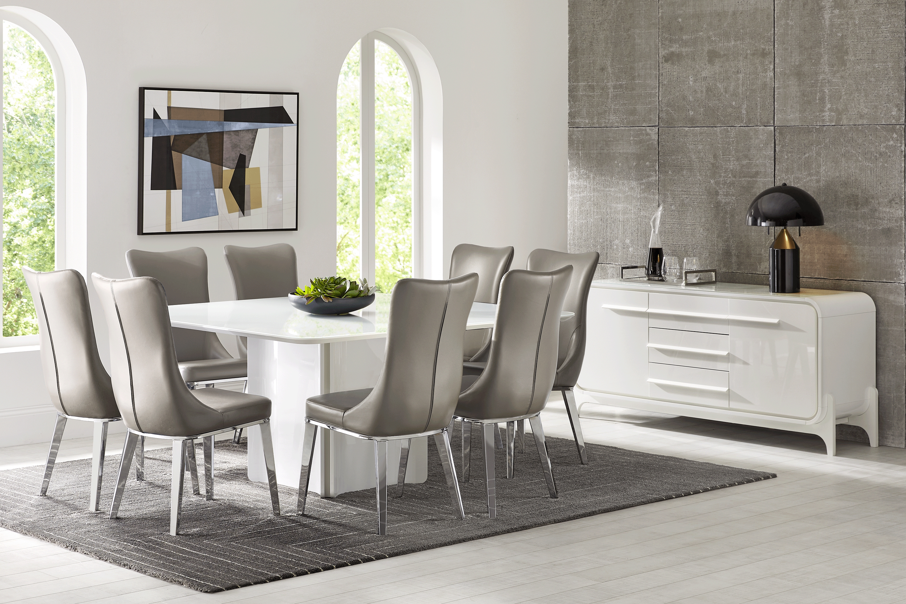 Tobian White 5 Pc Dining Room With Burrette Side Chairs - Thumbnail - Image 1