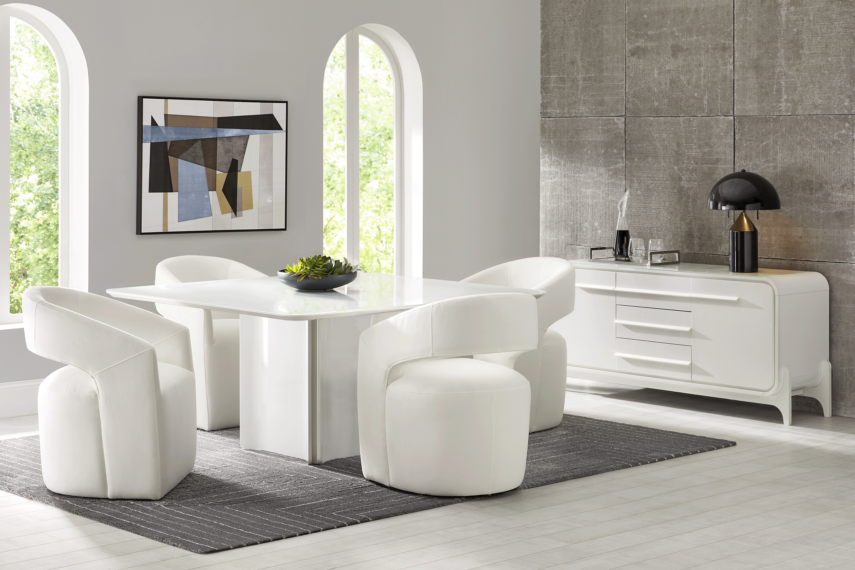 Tobian White 5 Pc Dining Room With Cascade Park Dining Chair - Thumbnail - Image 1