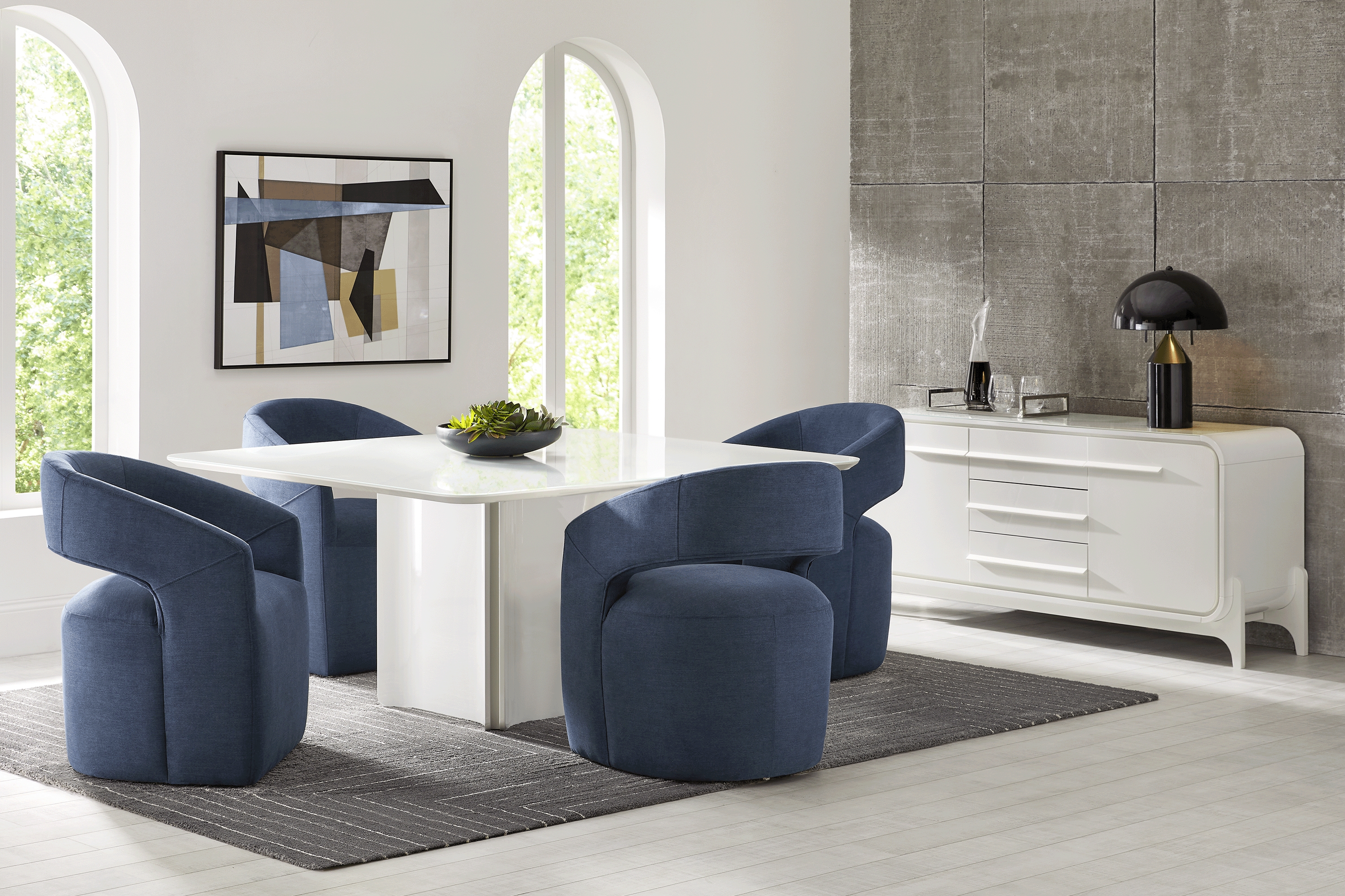 Tobian White 5 Pc Dining Room With Cascade Park Dining Chair - Thumbnail - Image 1