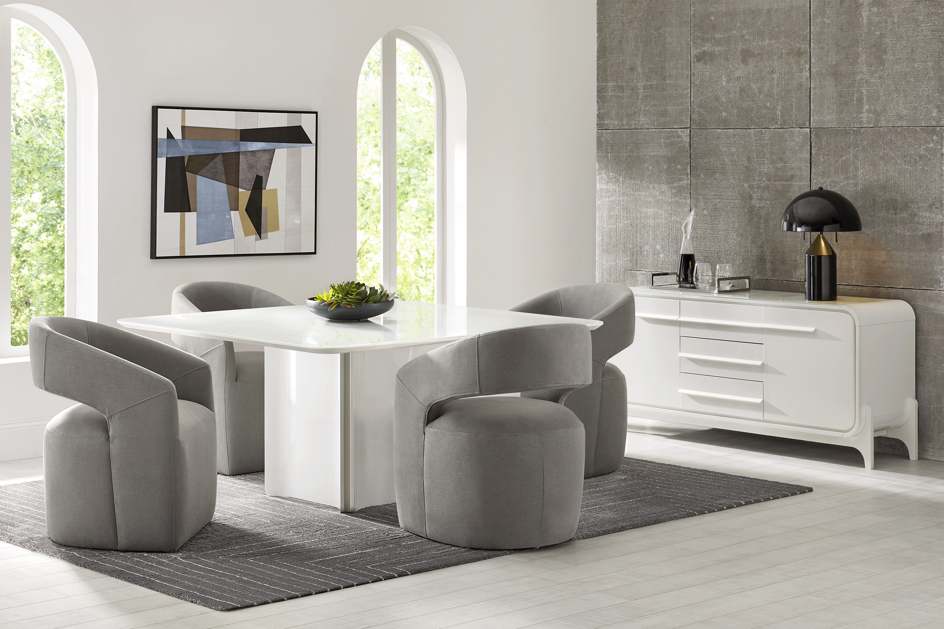 Tobian White 5 Pc Dining Room With Cascade Park Dining Chair - Thumbnail - Image 1