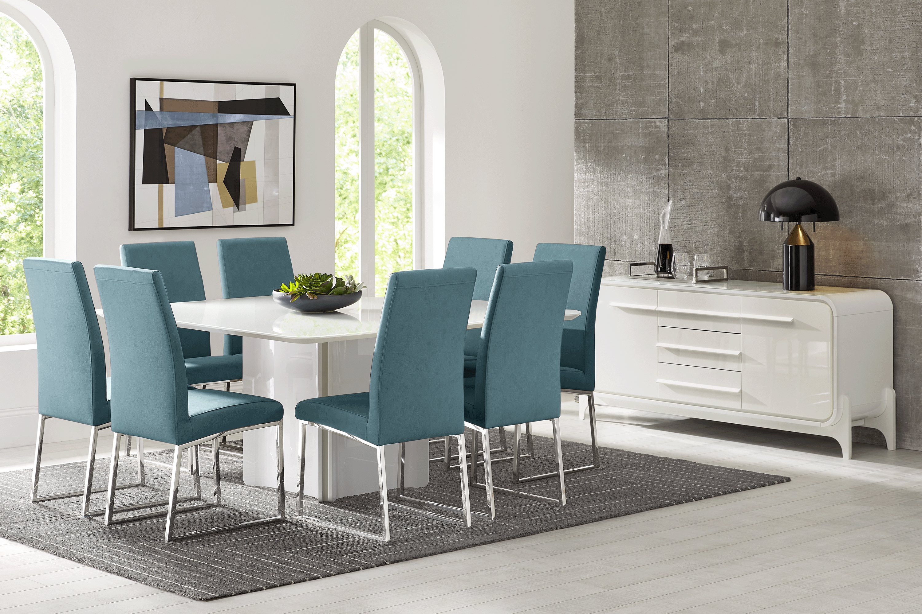 Tobian White 5 Pc Dining Room with Jules Side Chairs - Thumbnail - Image 1
