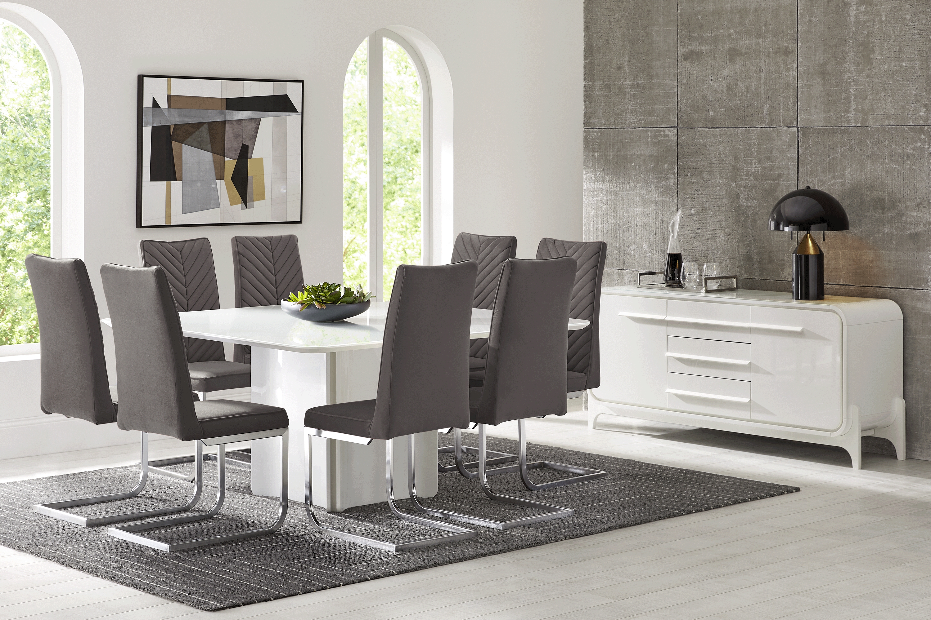 Tobian White 5 Pc Dining Room with Waycroft Side Chairs - Thumbnail - Image 1