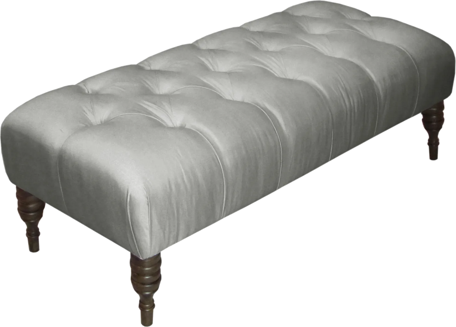 Tocarra Silver Tufted Bench - Thumbnail - Image 1