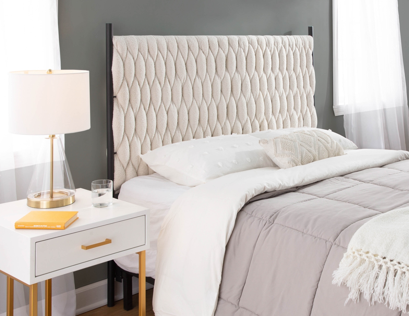 Tockington Cream Sherpa Queen Headboard - Thumbnail - Image 7