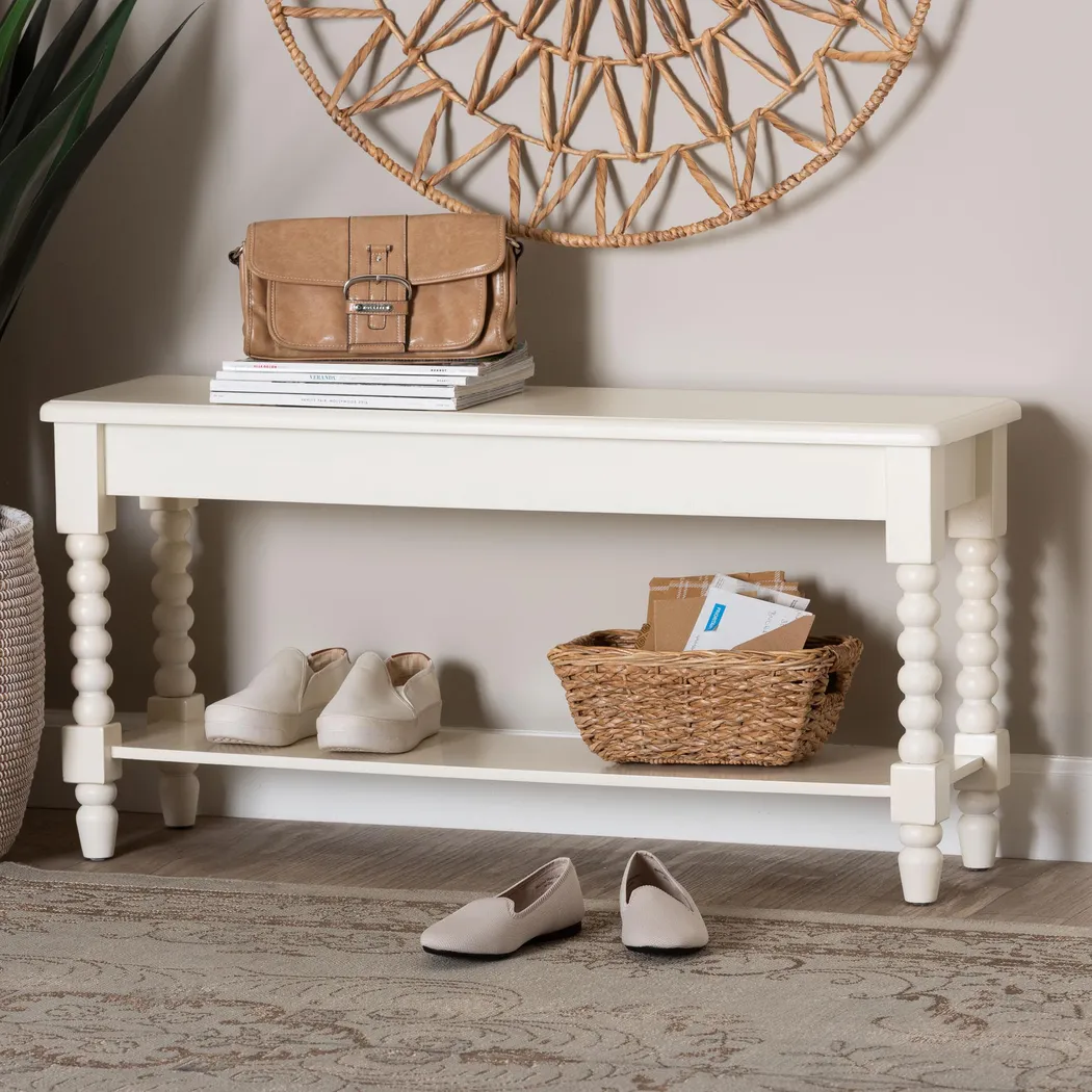 Toluru White Accent Bench - Thumbnail - Image 2