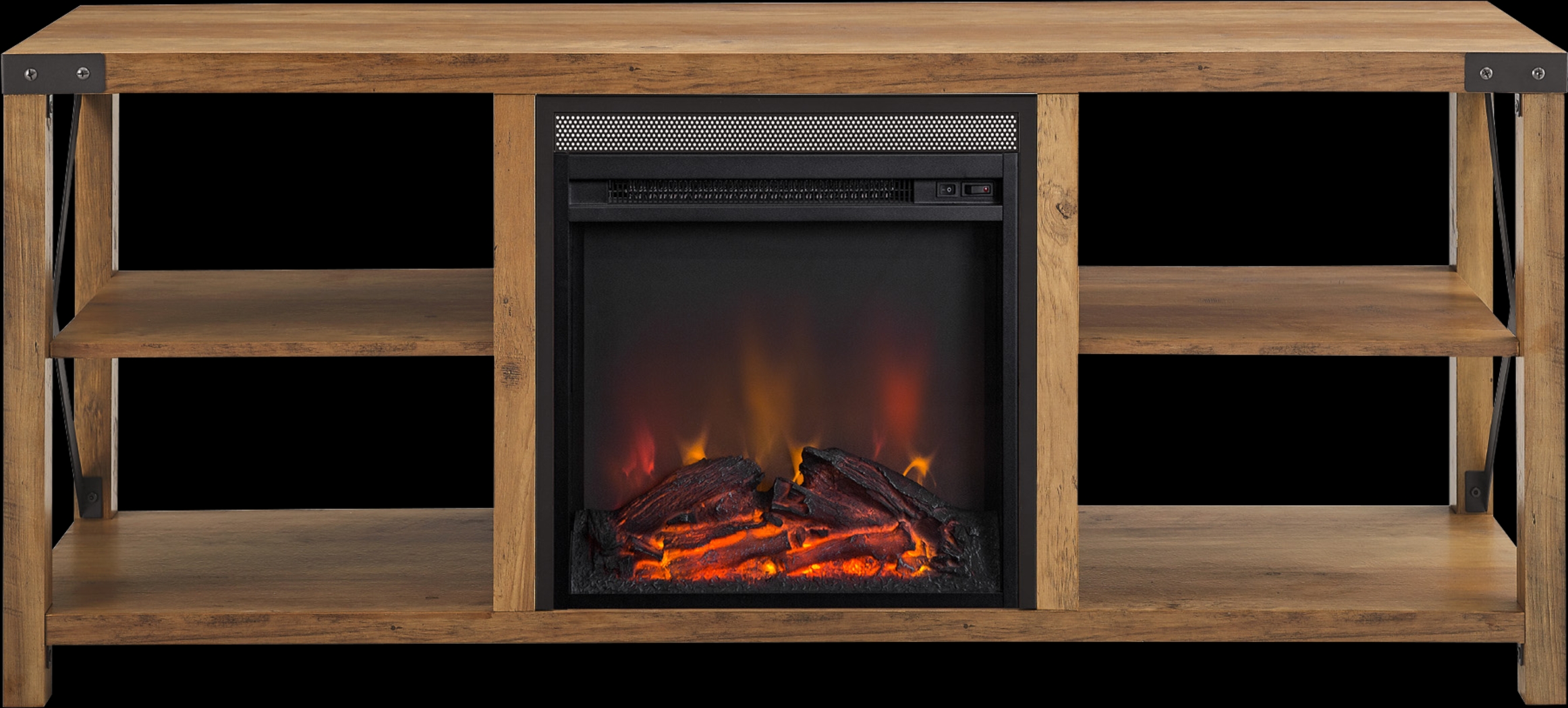 Tomanet Brown 60 in. Console With Electric Fireplace - Thumbnail - Image 2