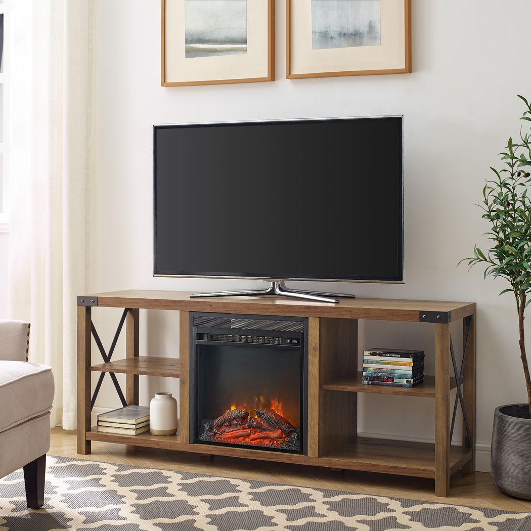 Tomanet Brown 60 in. Console With Electric Fireplace - Thumbnail - Image 4