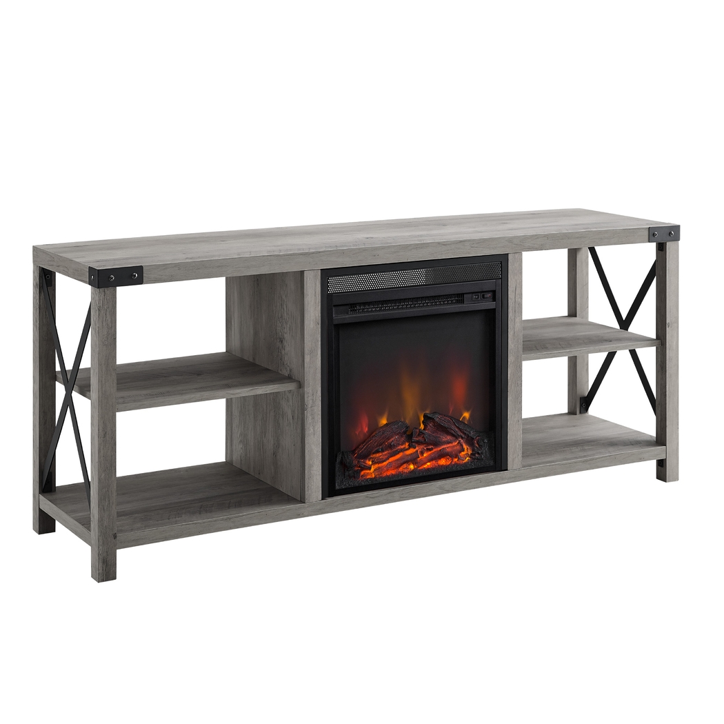 Tomanet Gray 60 in. Console With Electric Fireplace - Thumbnail - Image 1