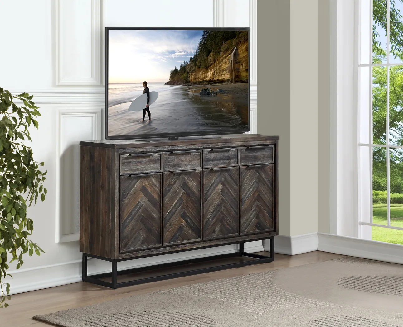 Torbay Gray 4 Door 4 Drawer Credenza - Thumbnail - Image 5