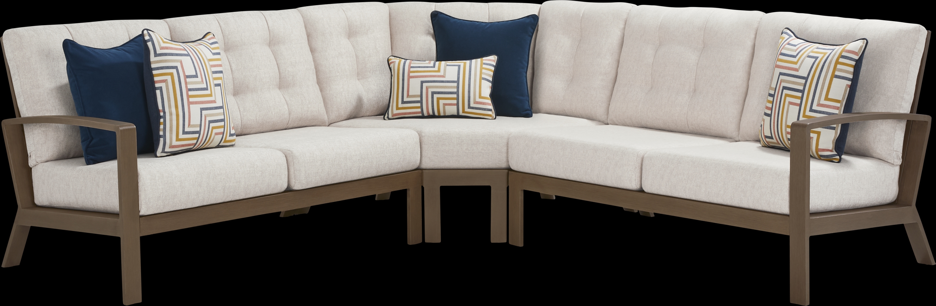 Torio Brown 3 Pc Outdoor Sectional with Malt Cushions - Thumbnail - Image 1