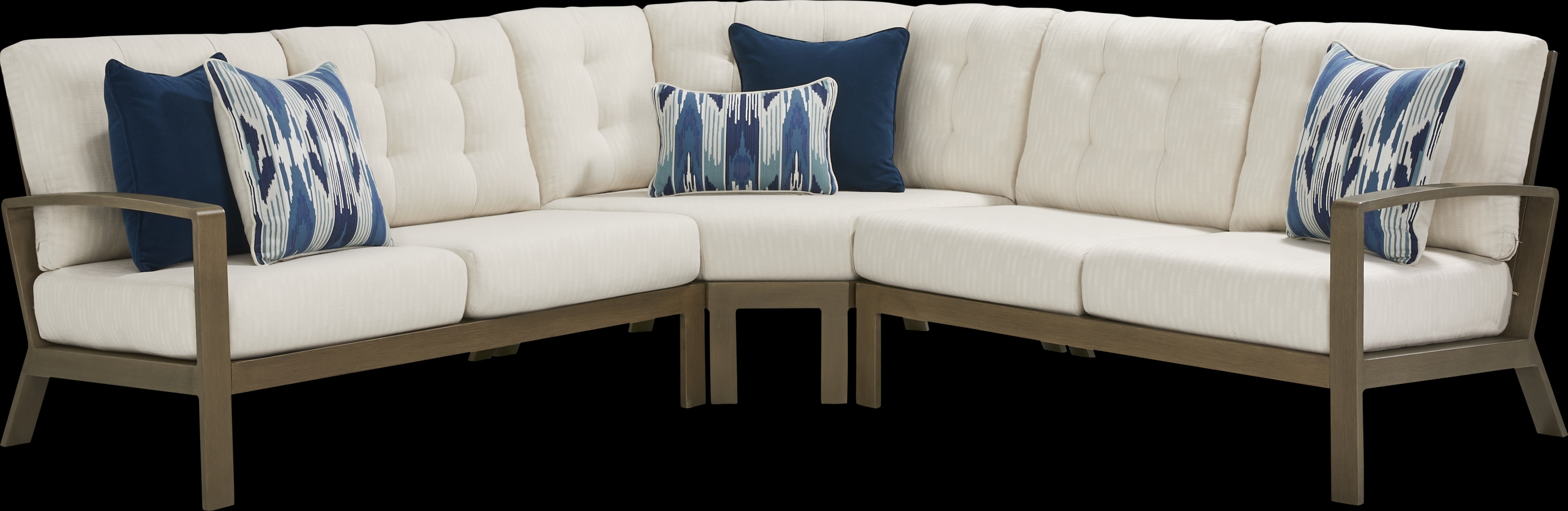 Torio Brown 3 Pc Outdoor Sectional with Oatmeal Cushions - Thumbnail - Image 1