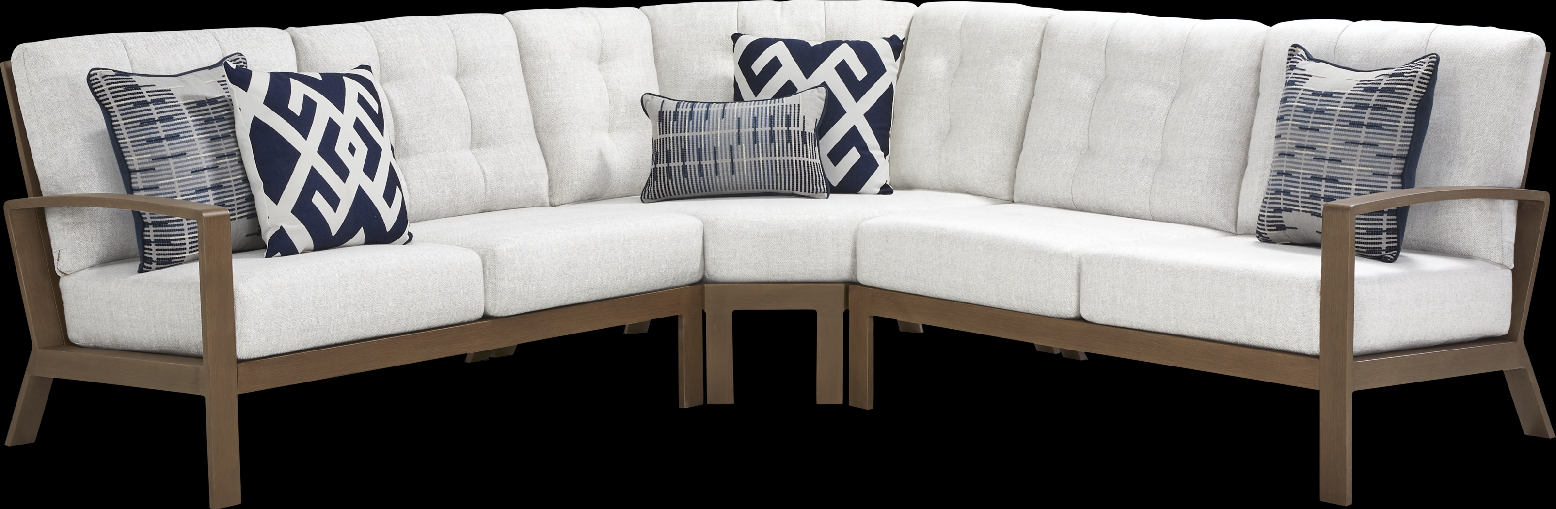 Torio Brown 3 Pc Outdoor Sectional with Silk-Colored Cushions - Thumbnail - Image 1