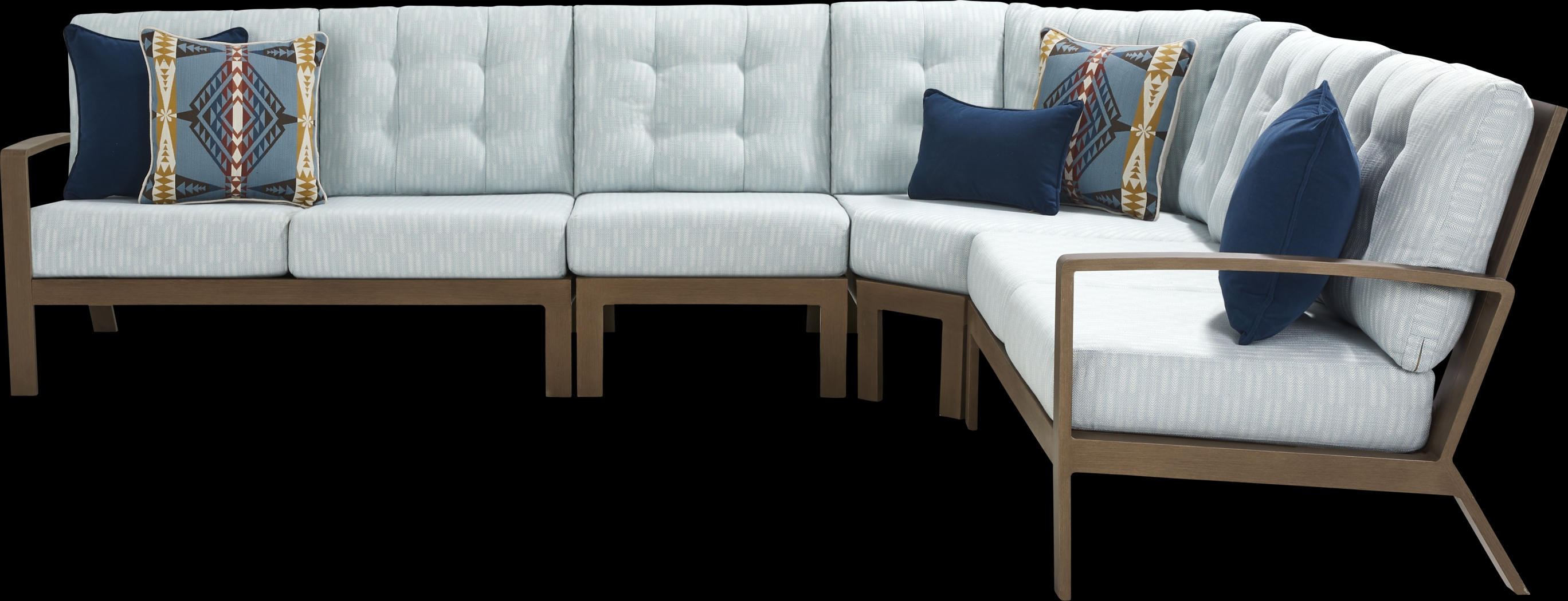 Torio Brown 4 Pc Outdoor Sectional with Lake Cushions - Thumbnail - Image 3