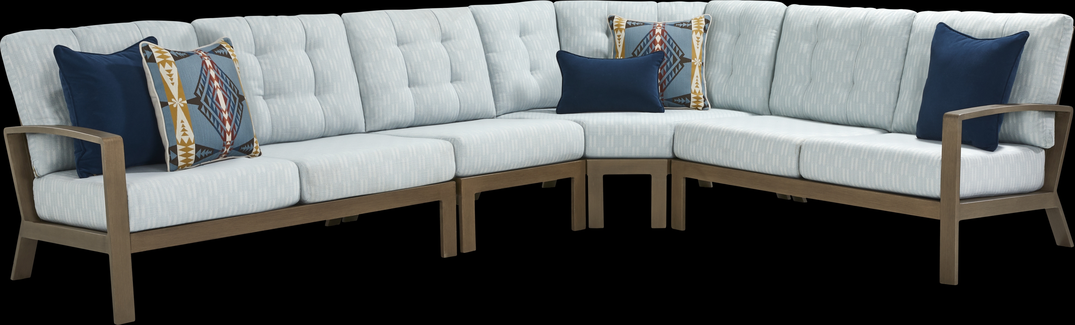 Torio Brown 4 Pc Outdoor Sectional with Lake Cushions - Thumbnail - Image 1