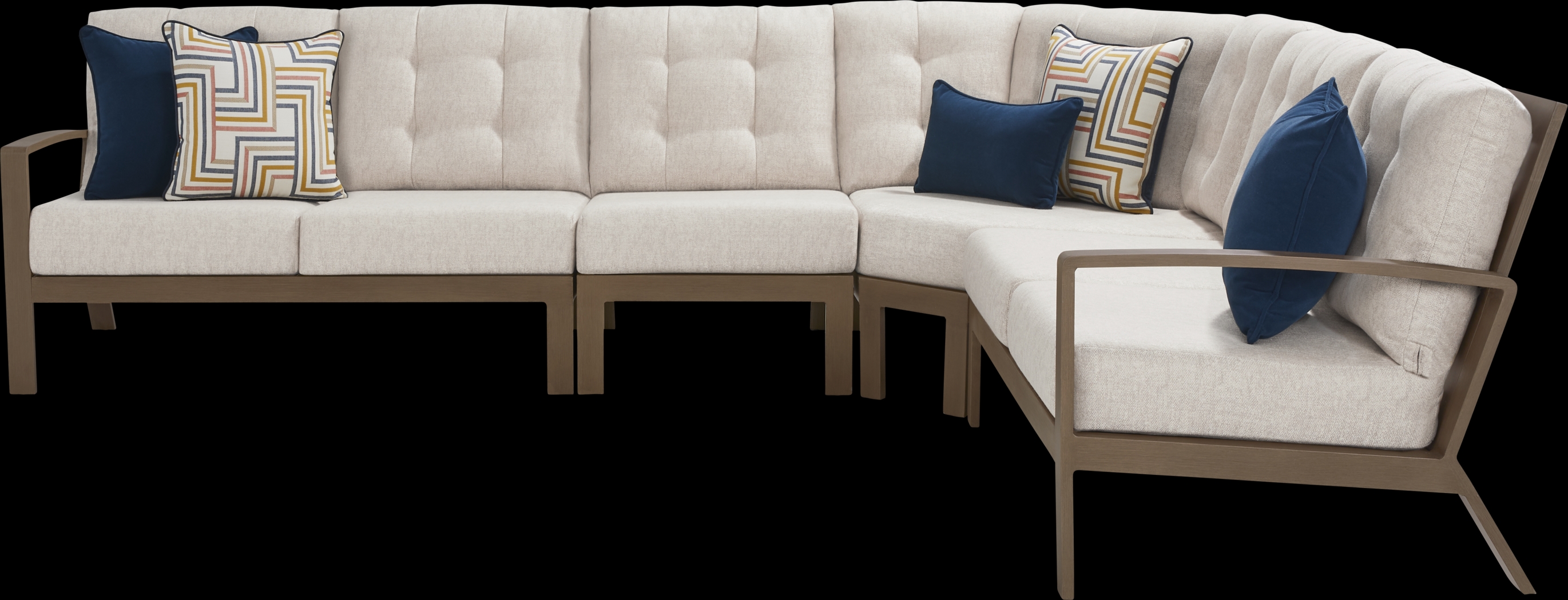 Torio Brown 4 Pc Outdoor Sectional with Malt Cushions - Thumbnail - Image 3