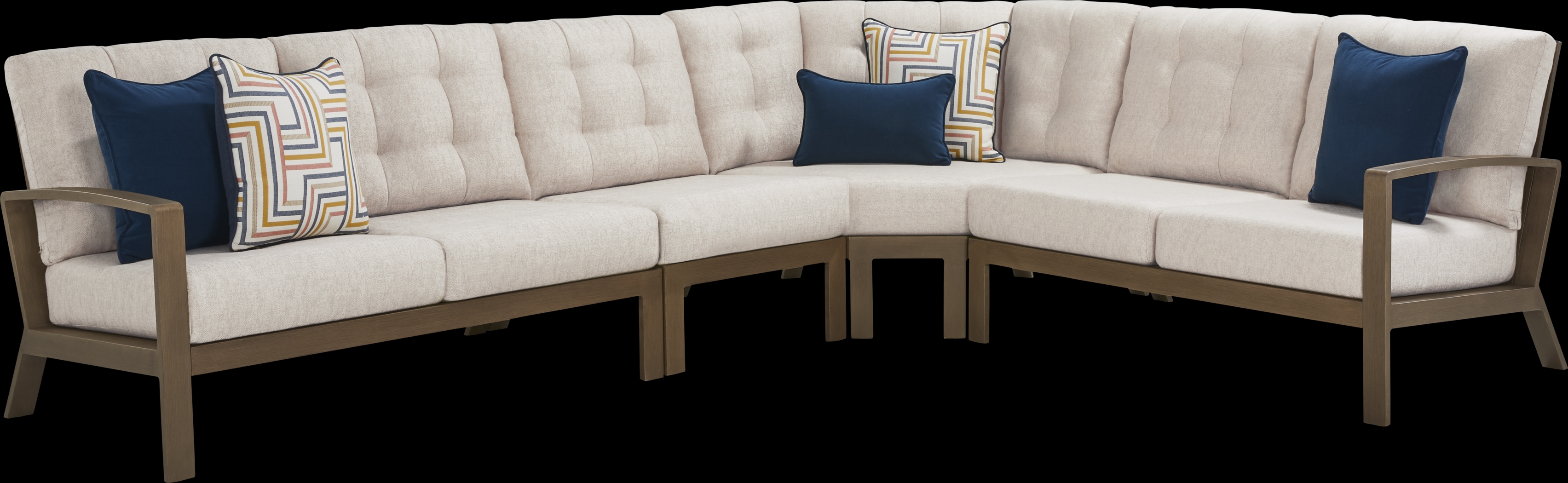 Torio Brown 4 Pc Outdoor Sectional with Malt Cushions - Thumbnail - Image 1