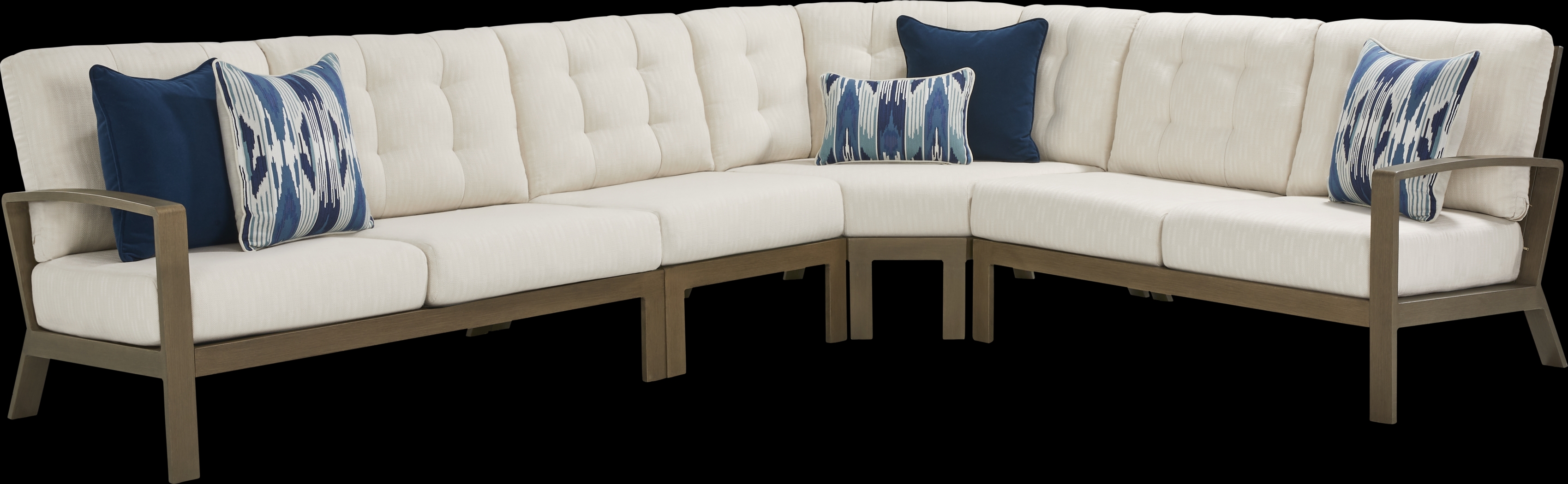 Torio Brown 4 Pc Outdoor Sectional with Oatmeal Cushions - Thumbnail - Image 1