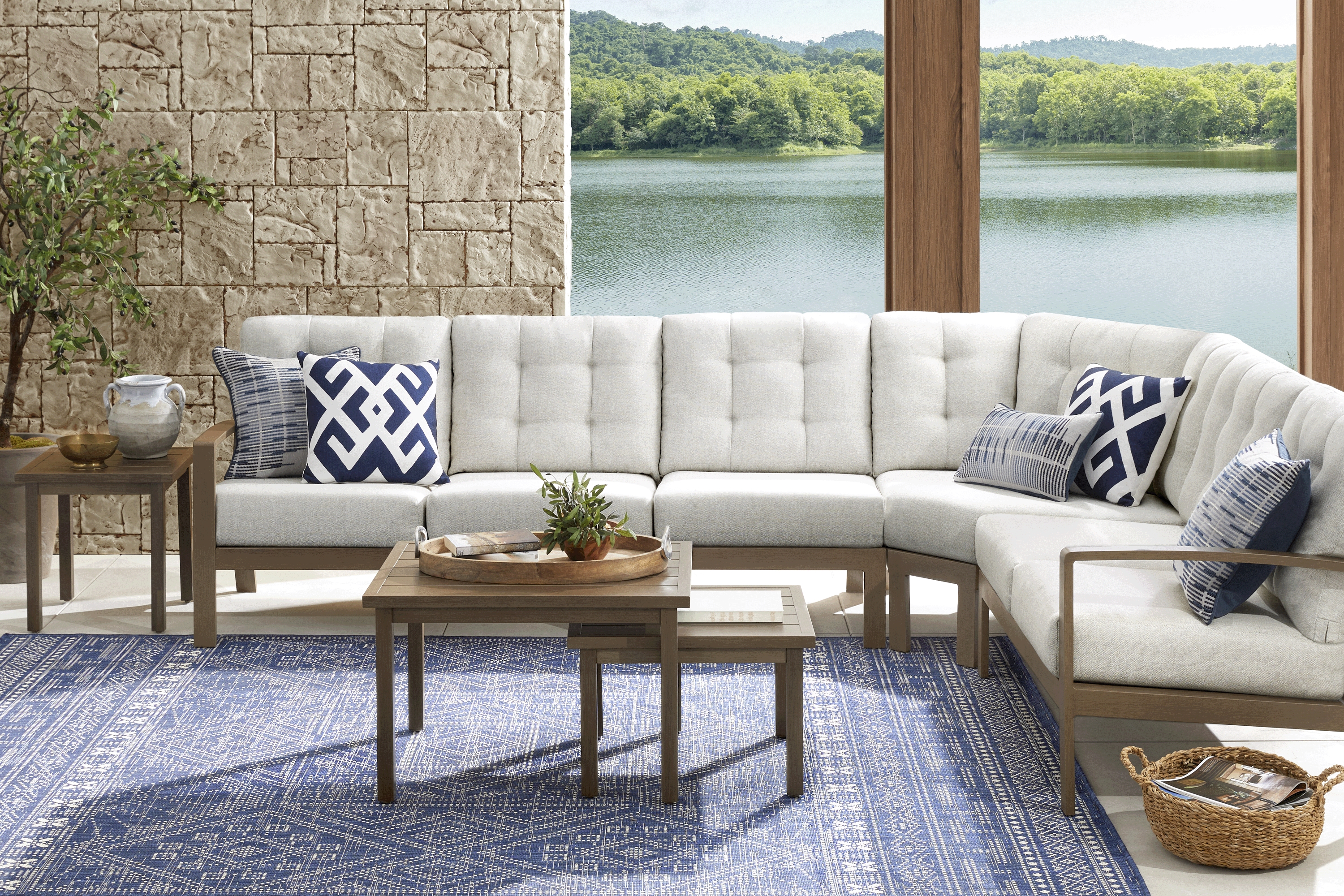 Torio Brown 4 Pc Outdoor Sectional with Silk-Colored Cushions - Thumbnail - Image 2