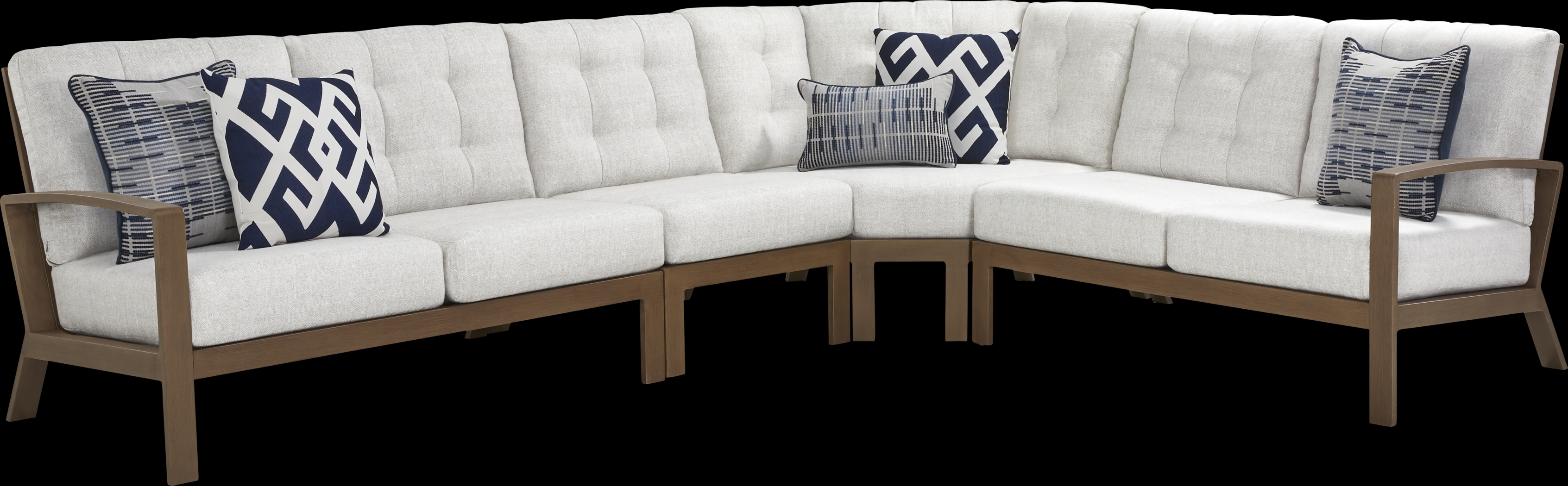 Torio Brown 4 Pc Outdoor Sectional with Silk-Colored Cushions - Thumbnail - Image 1