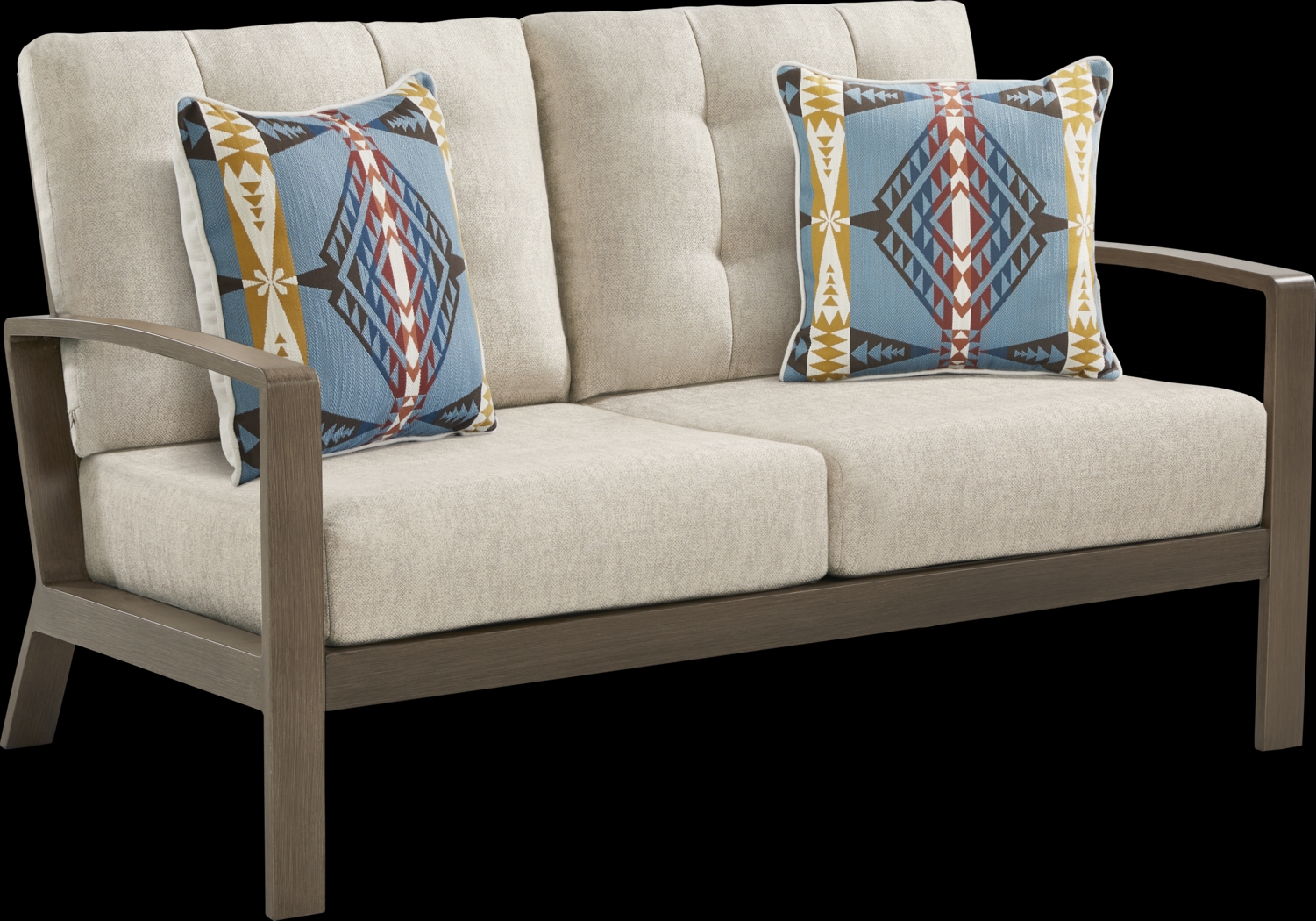 Torio Brown Outdoor Loveseat with Malt Cushions - Thumbnail - Image 2