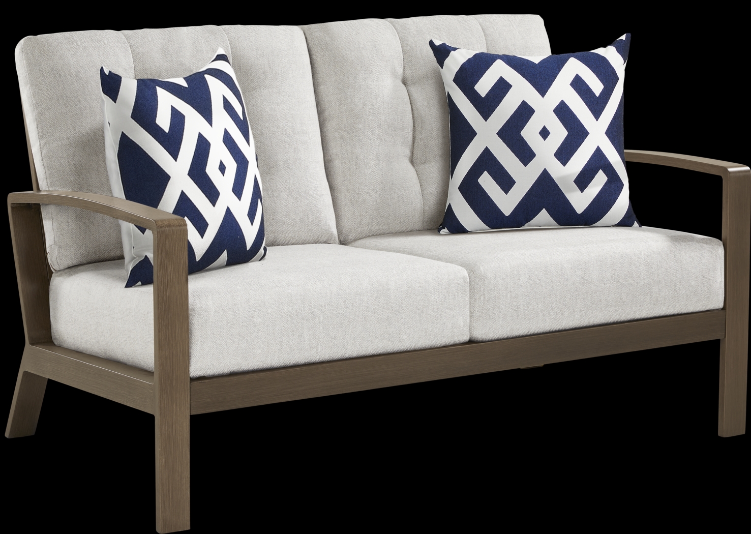 Torio Brown Outdoor Loveseat with Silk-Colored Cushions - Thumbnail - Image 2