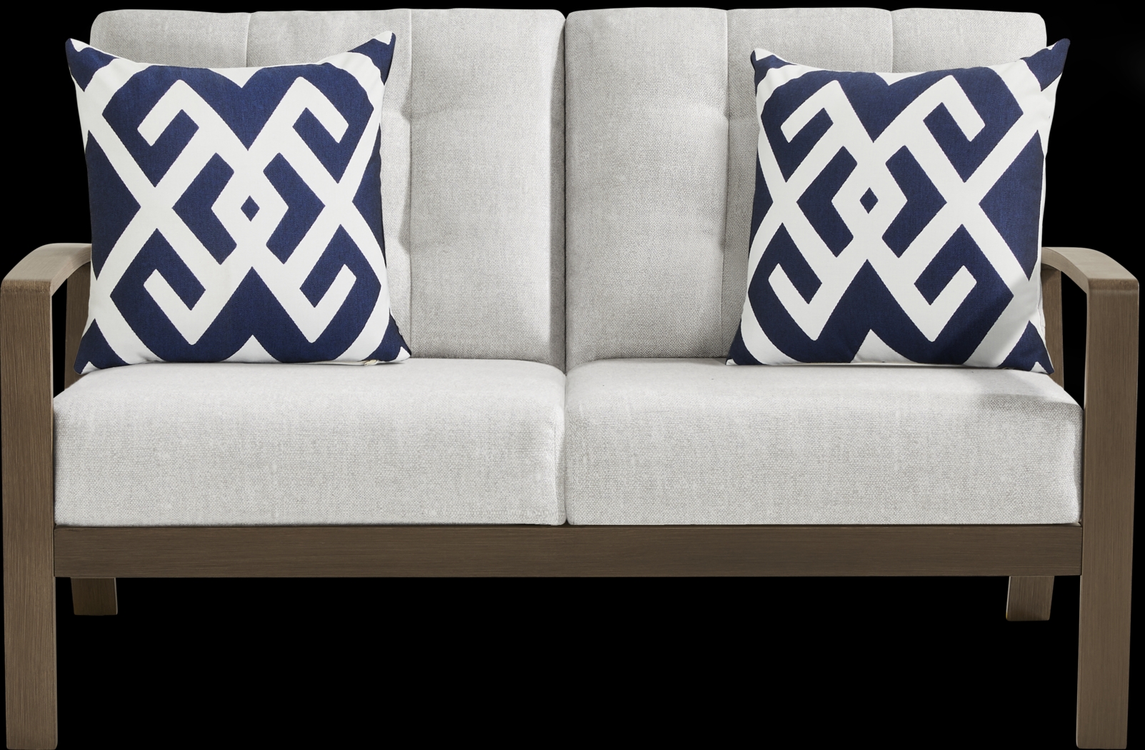 Torio Brown Outdoor Loveseat with Silk-Colored Cushions - Thumbnail - Image 1