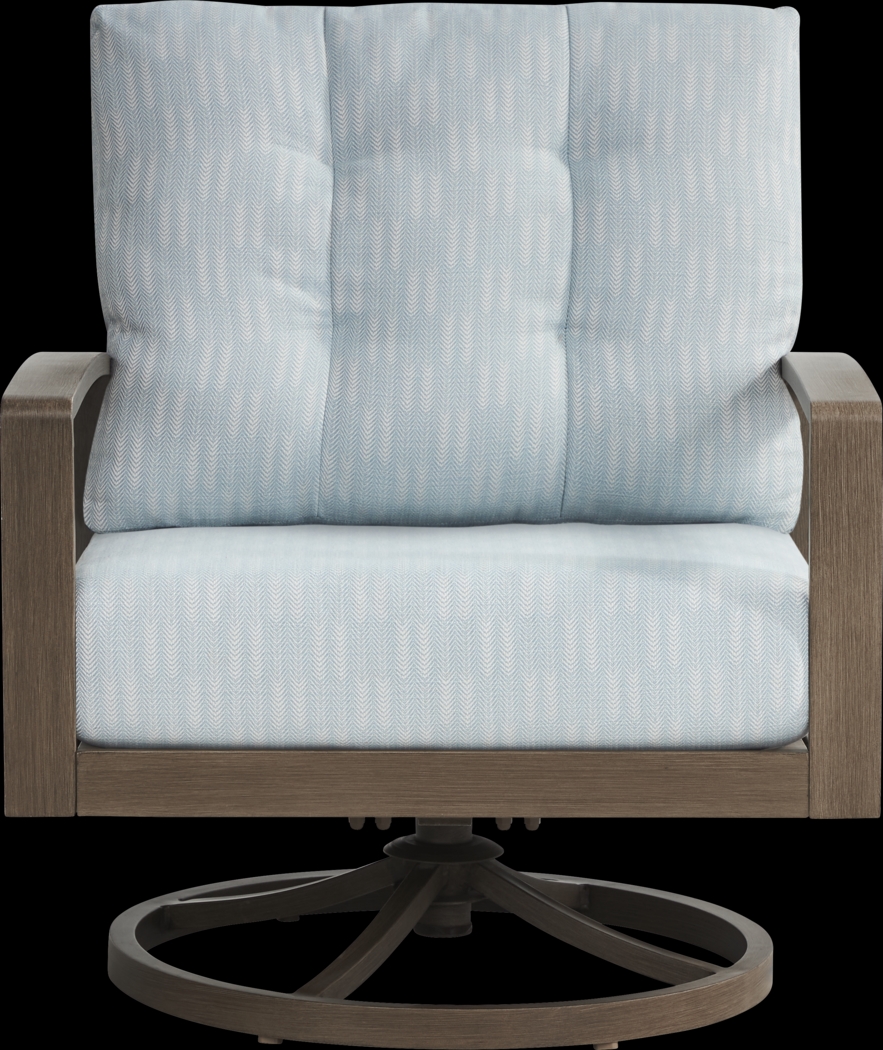 Torio Brown Outdoor Swivel Club Chair with Lake Cushions - Thumbnail - Image 2