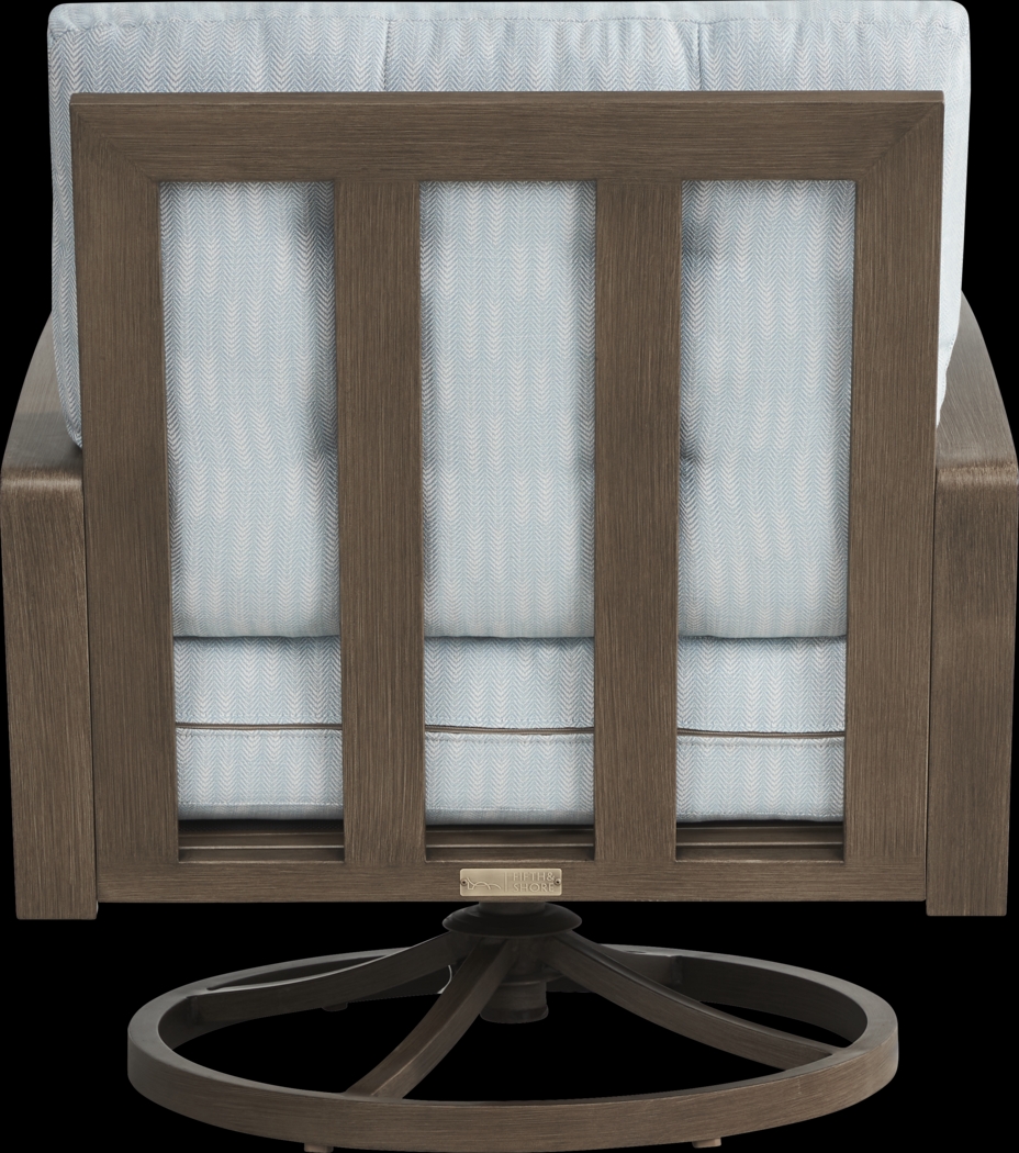 Torio Brown Outdoor Swivel Club Chair with Lake Cushions - Thumbnail - Image 3