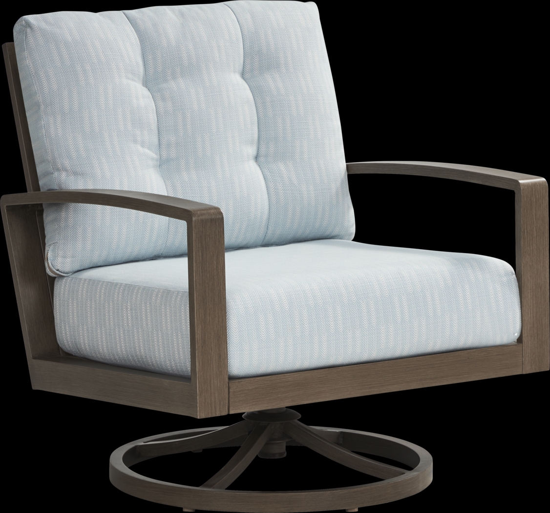 Torio Brown Outdoor Swivel Club Chair with Lake Cushions - Thumbnail - Image 1