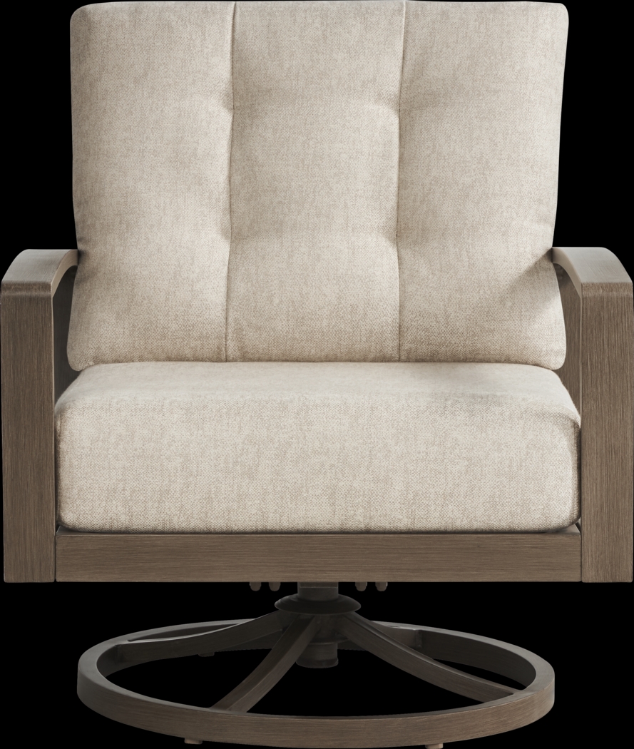 Torio Brown Outdoor Swivel Club Chair with Malt Cushions - Thumbnail - Image 2