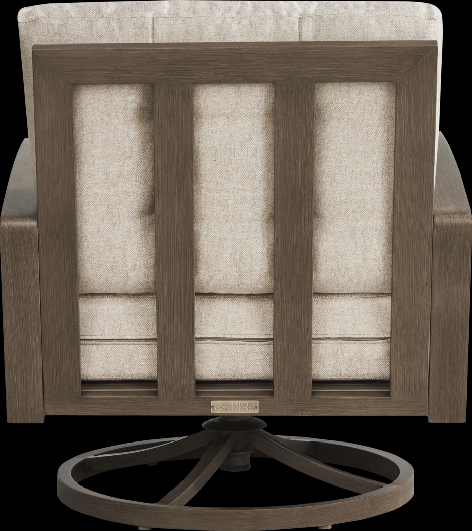 Torio Brown Outdoor Swivel Club Chair with Malt Cushions - Thumbnail - Image 3