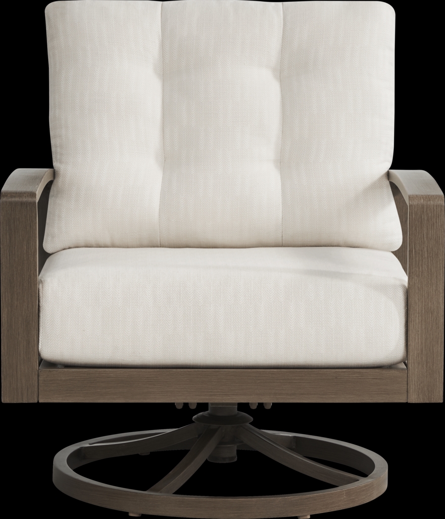 Torio Brown Outdoor Swivel Club Chair with Oatmeal Cushions - Thumbnail - Image 2