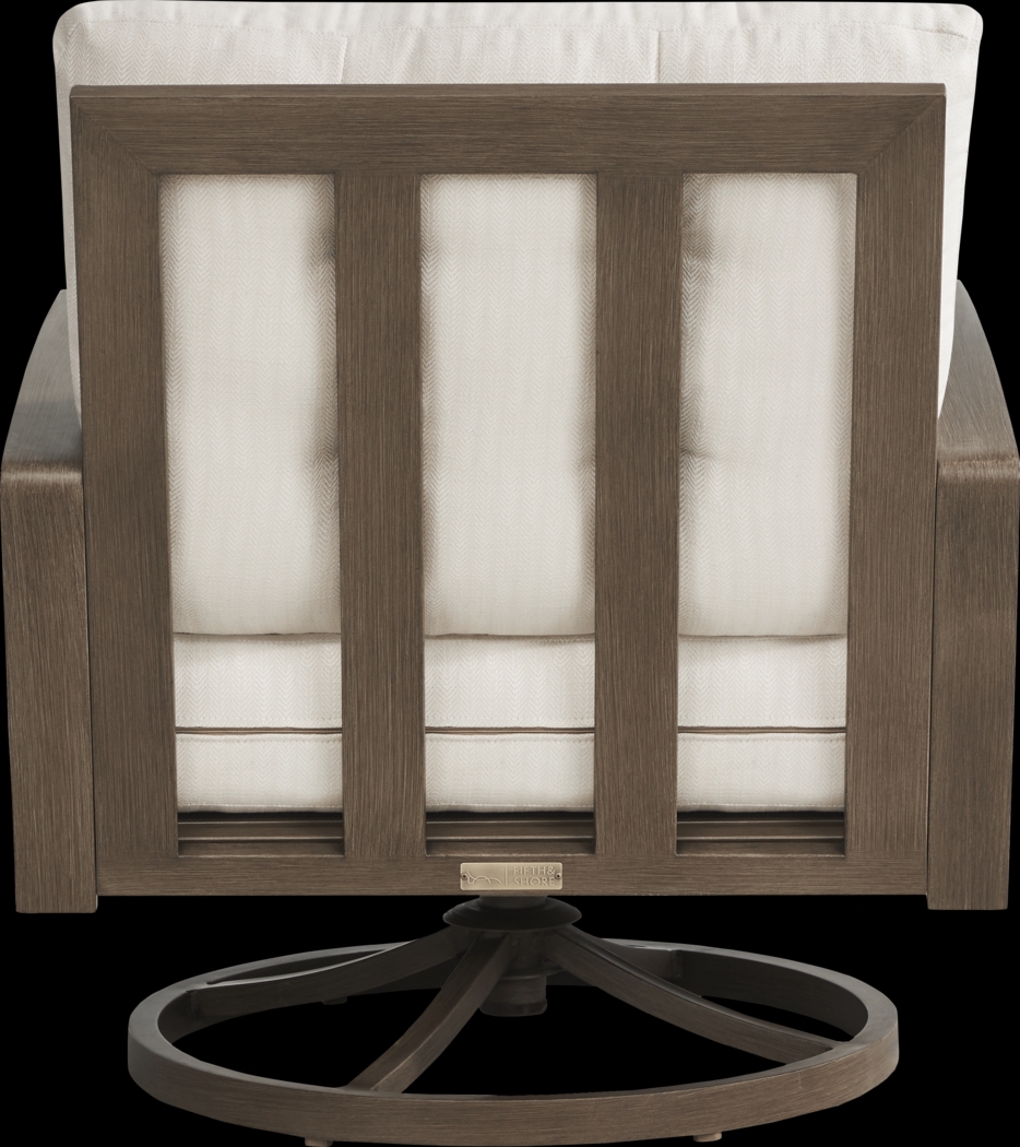 Torio Brown Outdoor Swivel Club Chair with Oatmeal Cushions - Thumbnail - Image 3