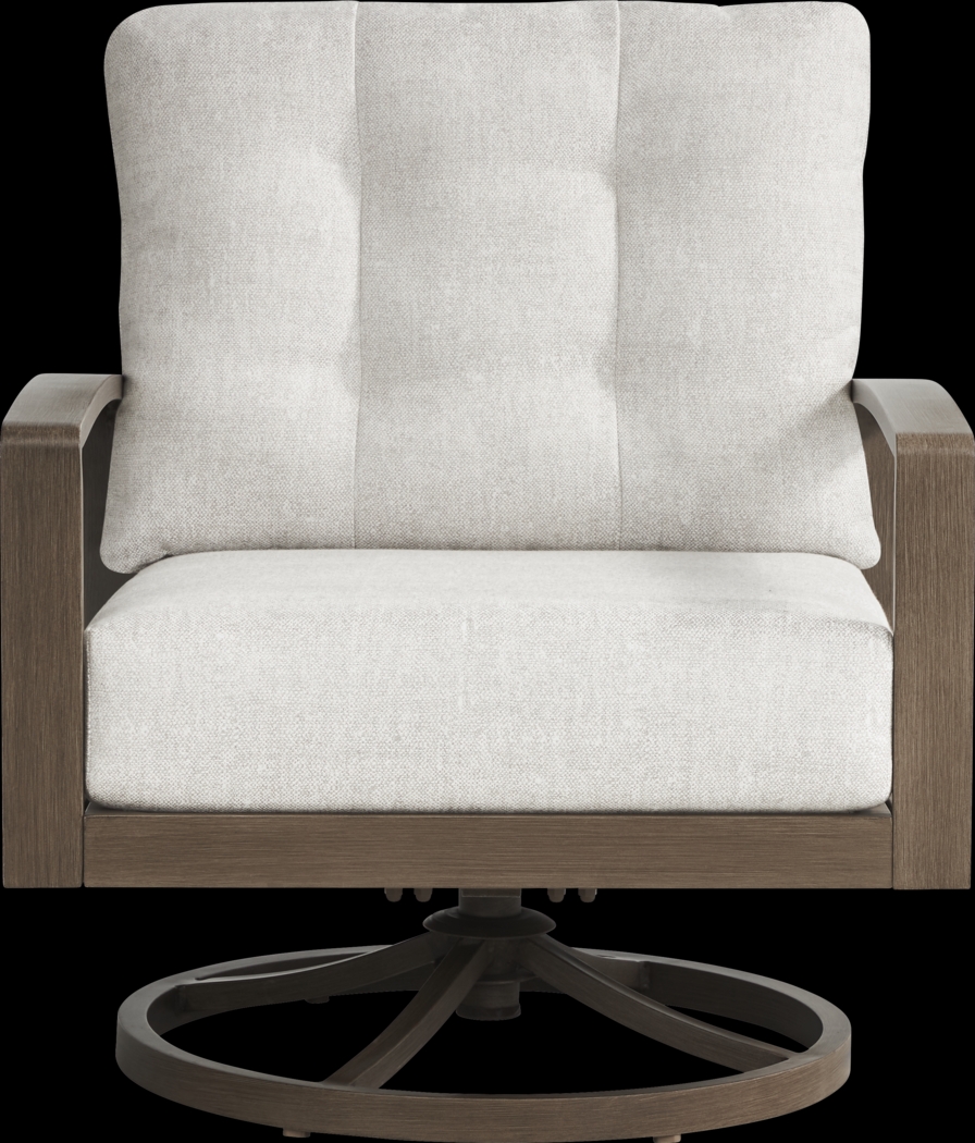 Torio Brown Outdoor Swivel Club Chair with Silk-Colored Cushions - Thumbnail - Image 2