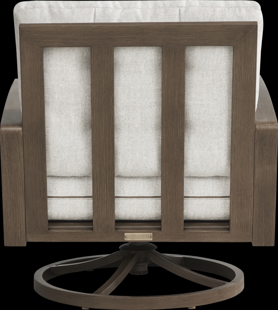 Torio Brown Outdoor Swivel Club Chair with Silk-Colored Cushions - Thumbnail - Image 3