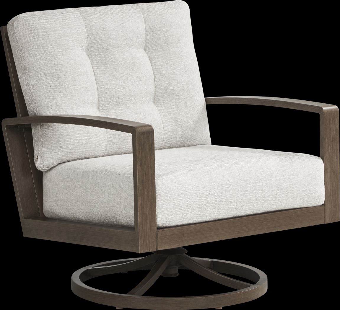 Torio Brown Outdoor Swivel Club Chair with Silk-Colored Cushions - Thumbnail - Image 1